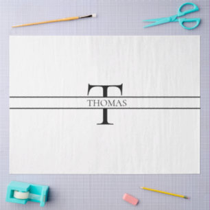 Papier Mousseline Élégant Monogramme Personnalisé Nom Personnalisé