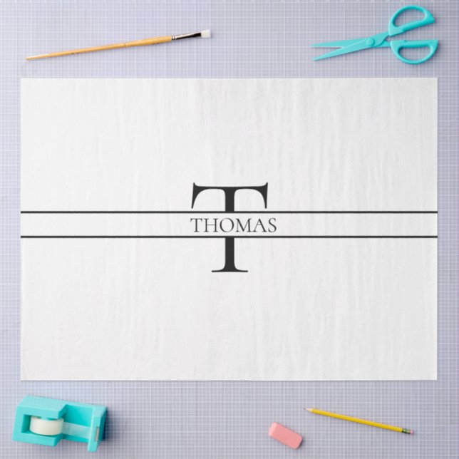 Papier Mousseline Élégant Monogramme Personnalisé Nom Personnalisé (Artisanat)