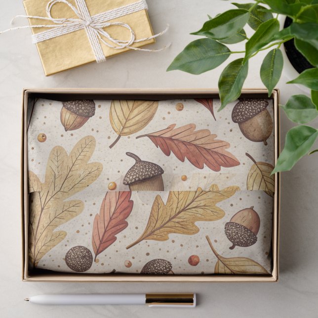 Papier Mousseline Élégant Motif Automne (Cadeau)