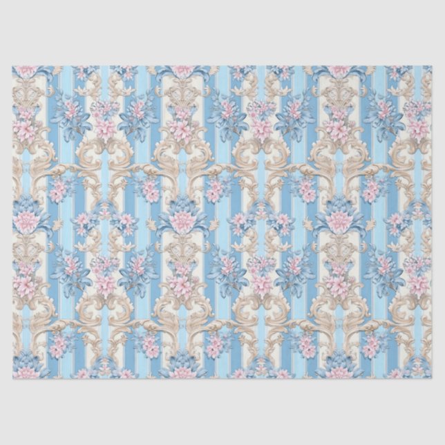 Papier Mousseline Élégant motif baroque pastel (Recto)