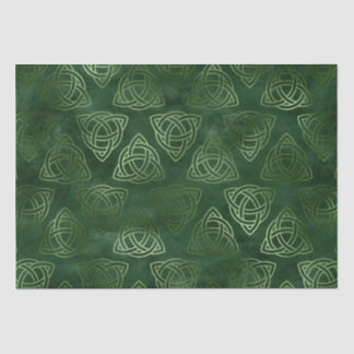 Papier Mousseline Élégant Motif Celtique Vert et Or