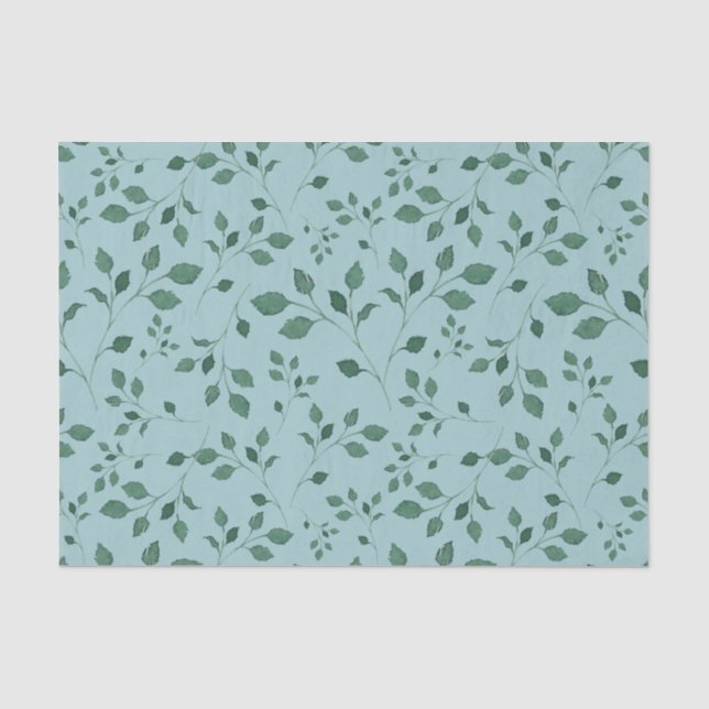 Papier Mousseline Elégant Motif de feuillage bleu écaille (Recto)