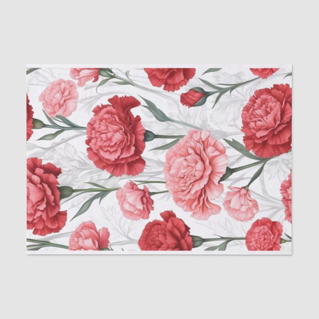 Papier Mousseline Élégant Motif de fleurs de carnation (Recto)