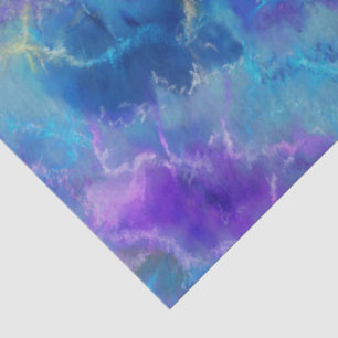 Papier Mousseline Elégant Motif en marbre bleu, violet et or