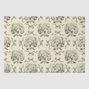 Papier Mousseline Élégant Motif en toile beige Preppy Hydrangea Bow