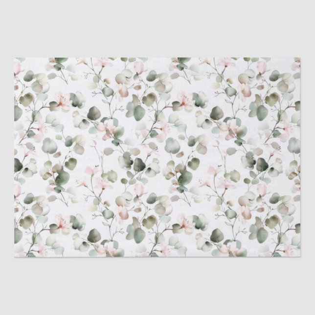 Papier Mousseline Elégant Motif Eucalyptus et Ferns (Recto)
