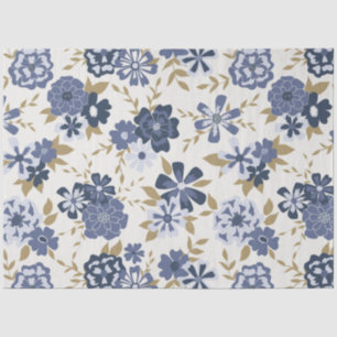 Papier Mousseline Élégant motif floral de la vigne bleue