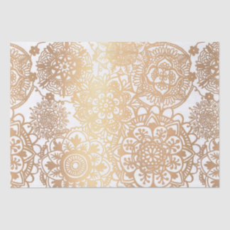 Papier Mousseline Elégant Motif Mandala or et blanc