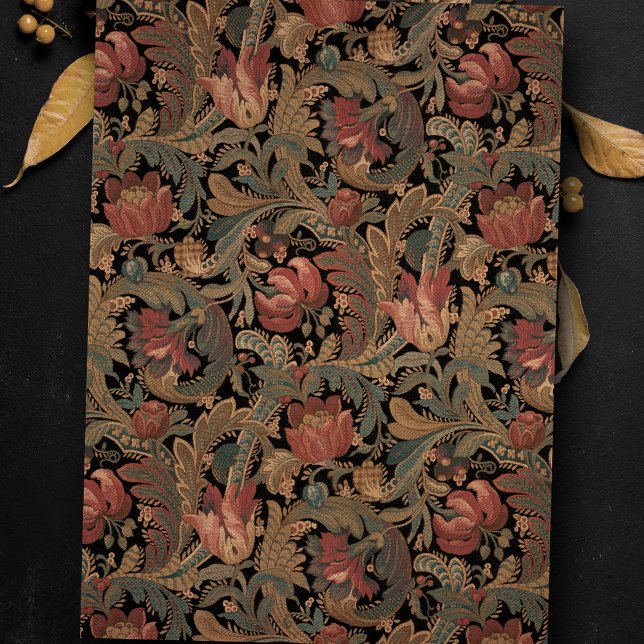 Papier Mousseline Élégant orné victorien noir floral (Créateur téléchargé)