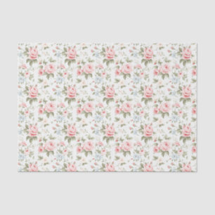 Papier Mousseline Élégant papier cadeau floral rose-rose