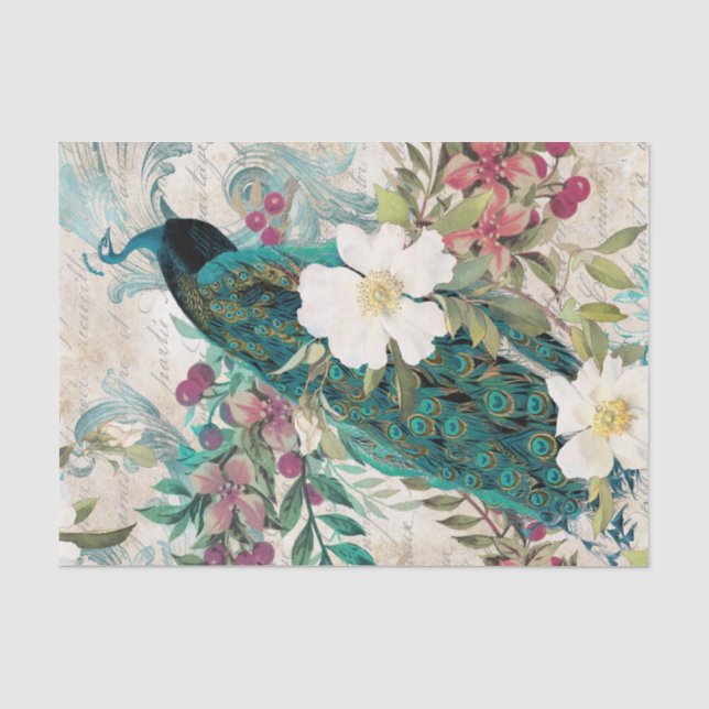 Papier Mousseline Élégant papier de papier de fond Peacock (Recto)