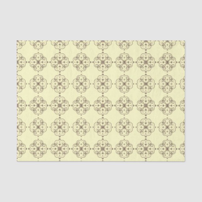 Papier Mousseline Élégant papier de tissus floraux Ambre petit (Recto)