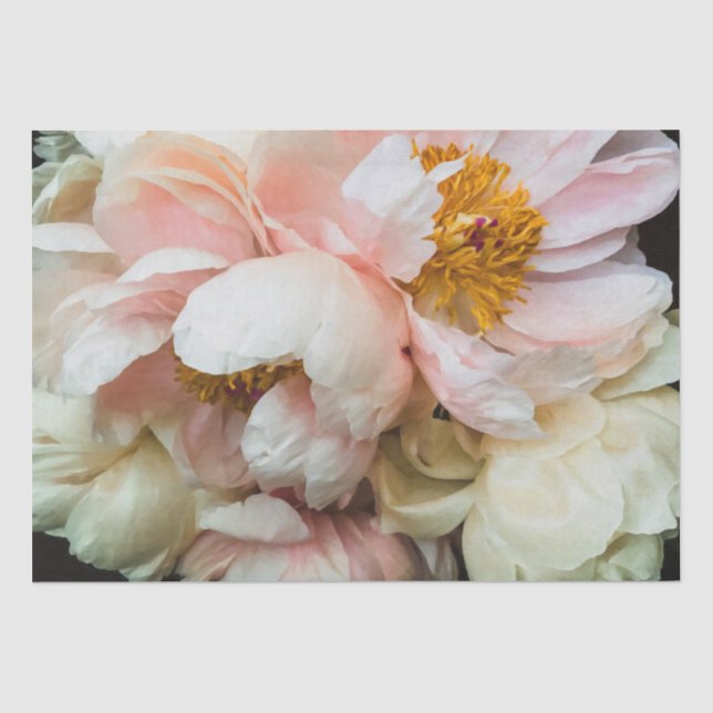 Papier Mousseline Élégant Papier Tissu Blush Pink Peonies (Recto)
