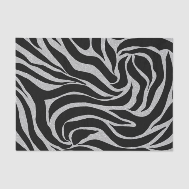 Papier Mousseline Elégant Parties scintillant noire Silver Zebra Pos (Recto)