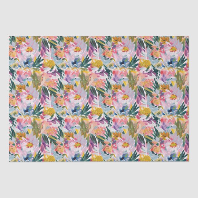 Papier Mousseline Élégant Pastel rose Abstrait motif floral (Recto)