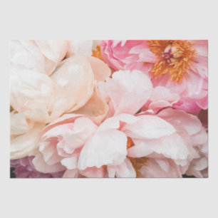 Papier Mousseline Elégant Pink & Cream Peonies Papier de Tissu