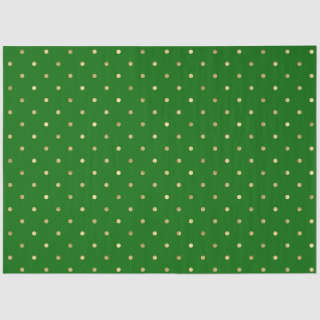 Papier Mousseline Élégant Pois d'or vert (Recto)