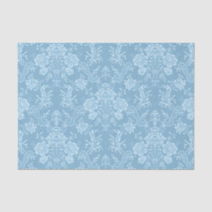 Papier Mousseline Élégant Romantique Chic Floral Damask-Pastel Bleu