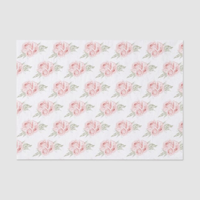 Papier Mousseline Élégant Rose Blush rose Floral (Recto)