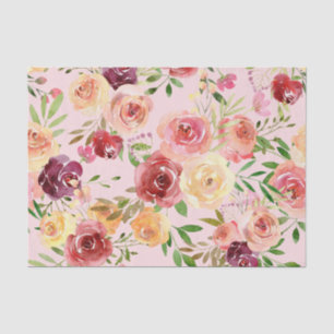 Papier Mousseline Elégant rose Floral Aquarelle Pierre Flower