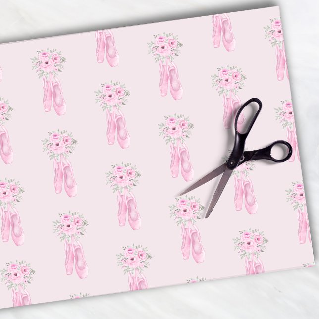 Papier Mousseline Elégant rose floral Ballerina Chaussures Filles An (Créateur téléchargé)