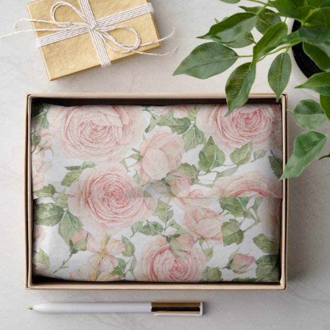 Papier Mousseline Elégant Rose Garden (Cadeau)