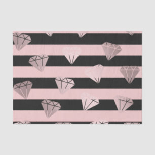 Papier Mousseline Élégant rose  or diamant bande motif
