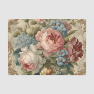 Papier Mousseline Élégant Rose victorien, Fleurs de Jardin