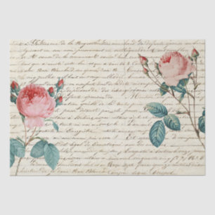 Papier Mousseline Élégant Rose Vintage sur écriture manuscrite