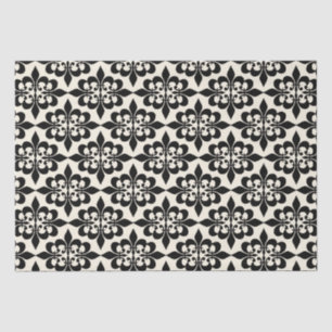 Papier Mousseline Elégant Style noir off-White Damask Decoupage