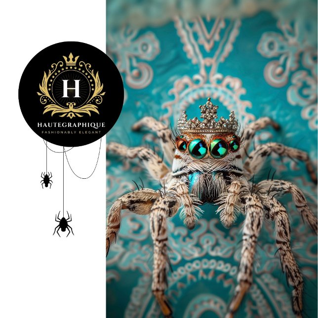 Papier Mousseline Élégant Turquoise Regal Crowned Spider Art (Créateur téléchargé)