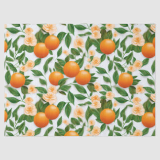 Papier Mousseline Élégant Valencia Orange Floral