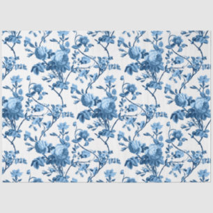 Papier Mousseline Élégant Vintage bleu Rose floral chic