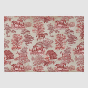 Papier Mousseline Elégant Vintage Cheval Rouge Bois Toile Kraft