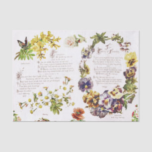 Papier Mousseline Elégant Vintage Poésie Fleurs livre d'antiquités