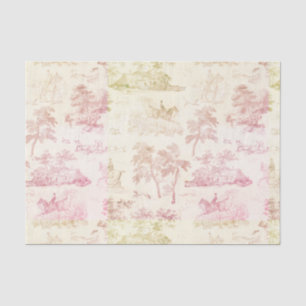 Papier Mousseline Élégant Vintage Rose Pâle Toile de Chasse Équestre