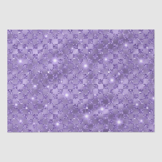 Papier Mousseline Élégant violet À damiers Motif de Parties scintill (Recto)
