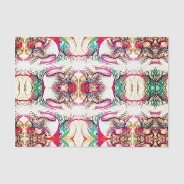 Papier Mousseline Élégant violet, blanc et vert motif abstrait (Recto)