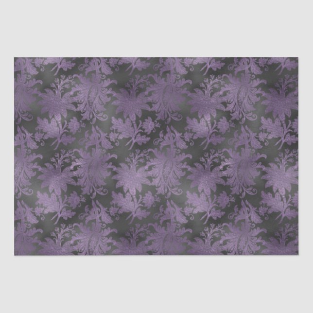 Papier Mousseline Élégant violet noir floral (Recto)