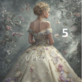 Papier Mousseline Elegant Woman in Opulent Ball Gown