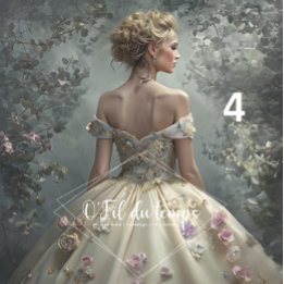 Papier Mousseline Elegant Woman in Opulent Ball Gown