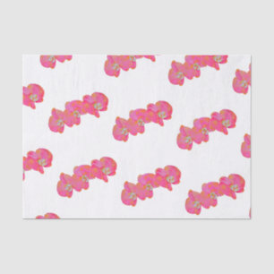 Papier Mousseline Elégante aquarelle rose orchidées tropicale fleuri