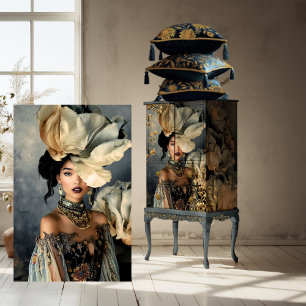 Papier Mousseline Elégante Beauté foncée, Moody Blue Florals