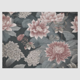 Papier Mousseline Élégante Chinoiserie Florals Gris Framboise