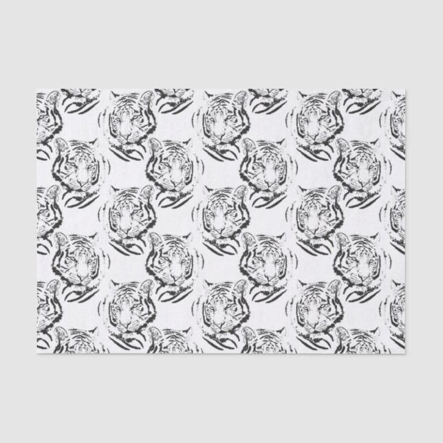 Papier Mousseline Élégante conception d'impression de tête de tigre  (Recto)