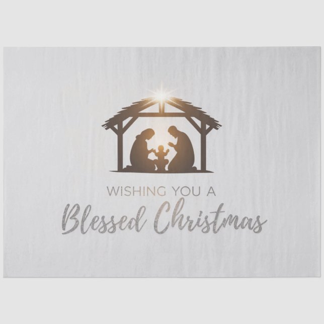 Papier Mousseline Elégante crèche Carte de Noël (Recto)