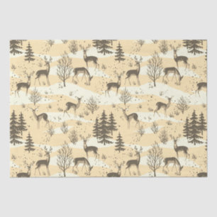 Papier Mousseline Elégante Crème Beige Rétro Cerf