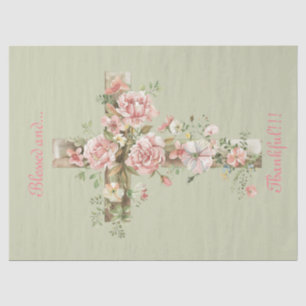 Papier Mousseline Elégante Croix Florale Bénéficiée et Gaie! ! !