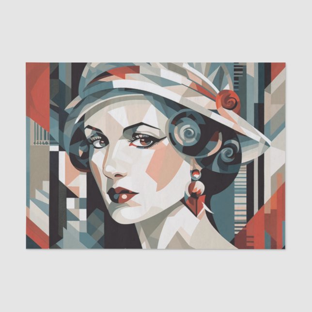 Papier Mousseline Élégante dame art déco (Recto)