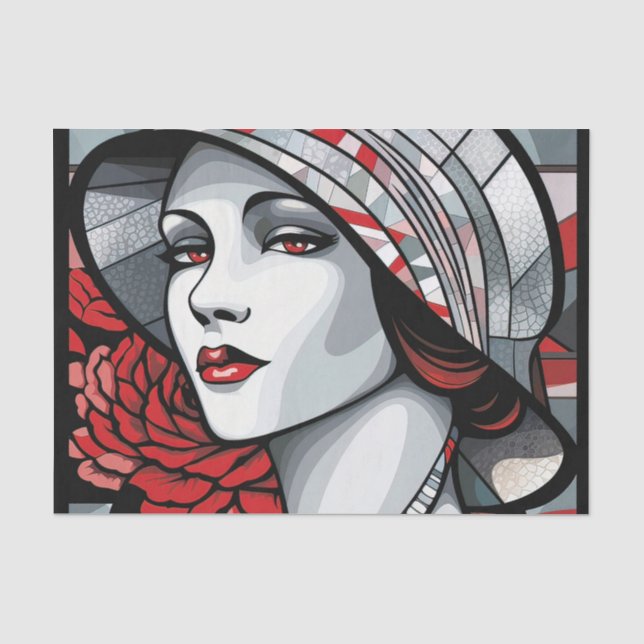 Papier Mousseline Élégante dame art déco (Recto)